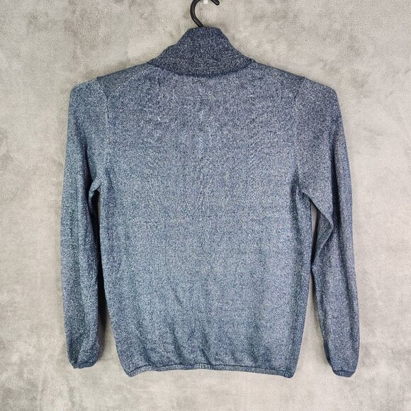 Womens Ann Taylor Metallic Blue Turtleneck Sweater Long Sleeve Size L - Picture 5 of 8
